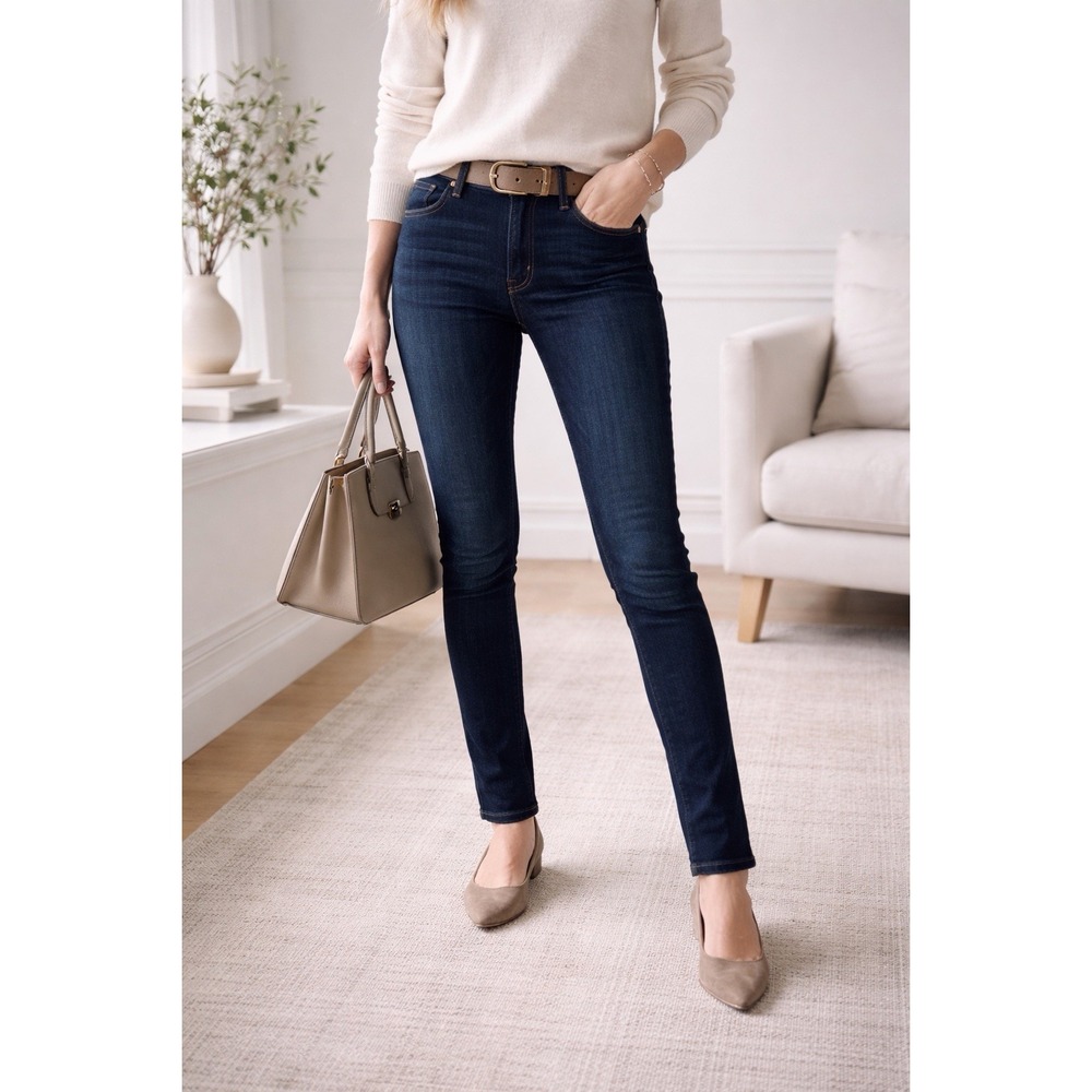 Paige Denim Skyline Skinny Jeans Womens‎ 24 Dark Wash Stretch Quiet Luxury USA